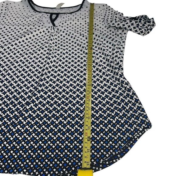 PerSeption Concept White, Blue & Black Geometric Print Blouse - Size XL - Picture 5 of 6